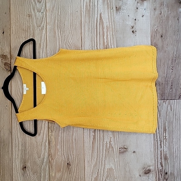 Lafayette 148 New York Mustard Yellow Silk Scoop Neck Knit Tank Size XXS NWT - Picture 1 of 5